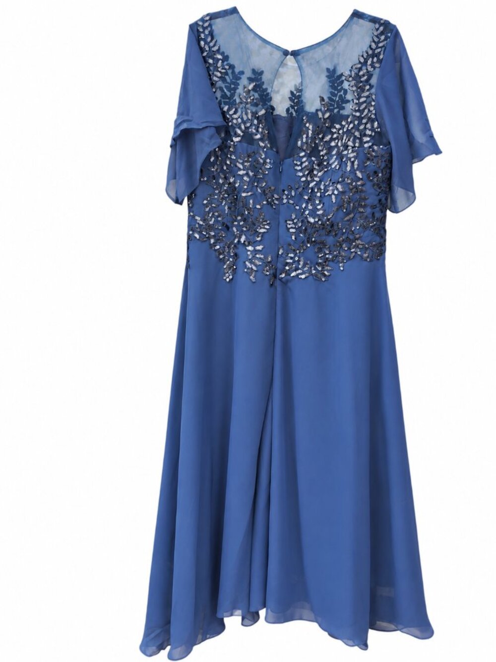 Gown Gallery Navy Sequin Mother of Bride Dress 18W 1X NWT Chiffon - Picture 4 of 11